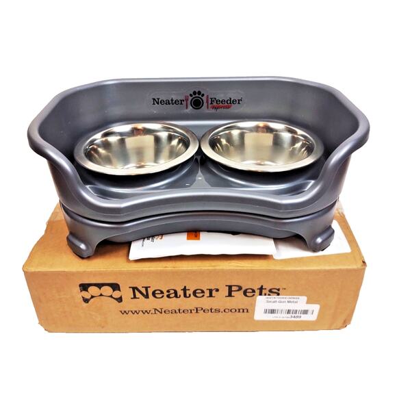 Neater Feeder - Express Model - Mess-Proof Dog Bowls Feed Station Small Grey - Picture 1 of 11